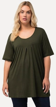 Ulla Popken T-Shirt Zierfalten A-Linie waldgrün