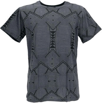 Guru-Shop T-Shirt psychodelischem Druck grau