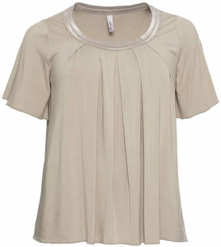 Sheego Shirt A-Linie dekorativer Blende beigefarben