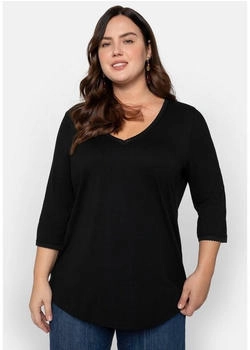 Sheego 4-Arm-Shirt Bogenkante schwarz