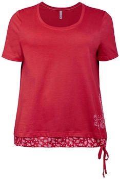 Sheego Shirt 2-in-1-Optik Print und Tunnelzug mohnrot