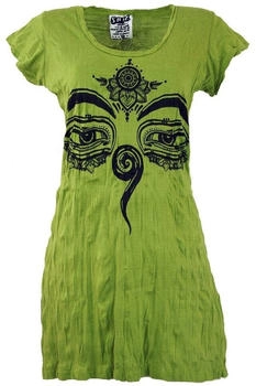 Guru-Shop Sure Long Shirt Minikleid Augen lemon Baumwolle