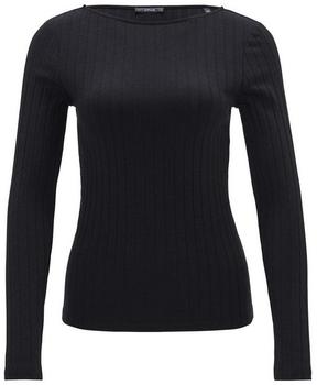 Opus Rippenshirt Sovke schwarz