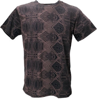 Guru-Shop T-Shirt psychodelischem Druck schwarz cappuccino