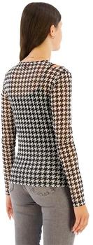 HUGO Top aus Mesh Hahnentritt-Muster und Cut-out 50518545 weiß schwarz