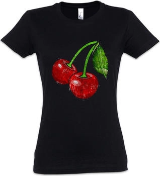 Urban Backwoods Oldschool Cherries Vintage Logo I Damen T-Shirt schwarz