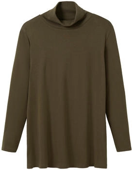 Sheego Langarmshirt Rollkragen A-Linie dunkelkhaki
