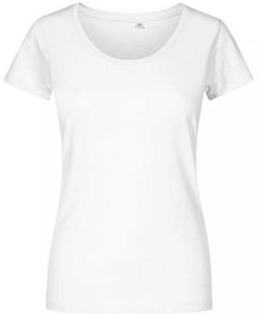 Promodoro Rundhalsshirt Damen Deep Scoop weiß
