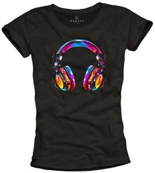 MAKAYA Hip Hop T-Shirt Musik Queen Kopfhörer schwarz