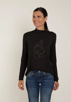 Seidel Langarmshirt Glitzersteinen schwarz