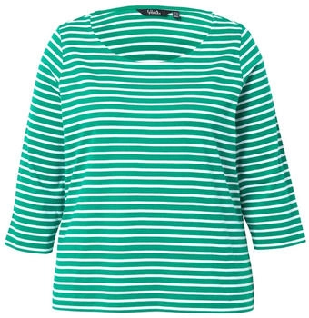Ulla Popken Ringelshirt Classic Rundhals 4-Arm smaragdgrün