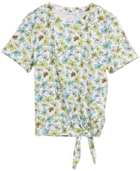 Tom Tailor Denim T-Shirt mit Knoten-Detail white green blue flower print (1040186_37809)