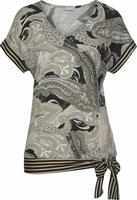 LASCANA Kurzarmshirt mit Paisleyprint und Schleifendetail, V-Ausschnitt, Blusenshirt