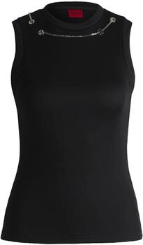 HUGO Slim-Fit Tanktop mit abnehmbarer Logo-Kette - Style Delanive 50534050 Schwarz