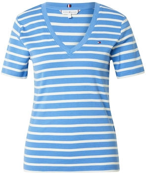 Tommy Hilfiger Slim V-Neck T-Shirt (WW0WW40584) Fine Stp Blue Spell/ Ivory Petal