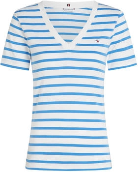 Tommy Hilfiger Slim V-Neck T-Shirt (WW0WW40584) Ecru/Blue Spell STP