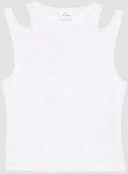 s.Oliver Verkürztes Tanktop im Slim Fit mit Cut-out-Details weiß 2161928.0100.
