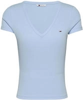 Tommy Jeans Kurzarmshirt "TJW SLIM ESSENTIAL RIB V SHORT SLEEVE" mit gerippter