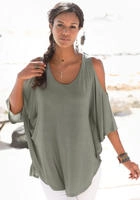 LASCANA Strandshirt mit Zierband im oberen R&uuml;cken, Longshirt, 3/4-&Auml;rmel,
