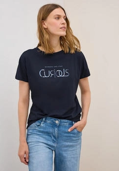 Cecil T-Shirt Wording blau
