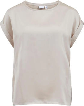 Vila Viellette S/s Satin Top/su - Noos (14059563) cement