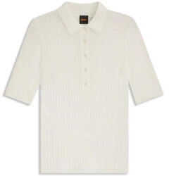 Hugo Boss Strick-Poloshirt aus Schurwoll-Mix mit Rippstruktur - Style C_Fugano 50543977 Weiß