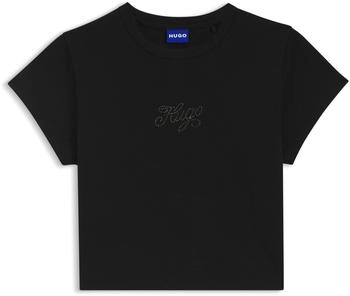 HUGO Extra Slim-Fit T-Shirt aus Stretch-Baumwolle mit Strass-Logo - Style Dome_B_1 50551404 Schwarz