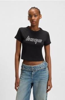 HUGO Ringer-T-Shirt aus Baumwolle mit Grafik-Artwork - Style Dalia_B_2 50545062 Schwarz