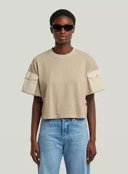 G-Star Washed Mix Boxy Cropped T-Shirt Beige dk brick gd D27193-C756-D848