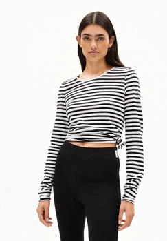 armedangels EINIAARA STRIPES - Frauen Slim Fit Langsarmshirts - schwarz white-black (30007775-307)