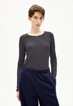 armedangels EINIAARA SOFT LONGSLEEVE - Frauen Slim Fit Longsleeve - anthrazit dark steel (30007113-312)