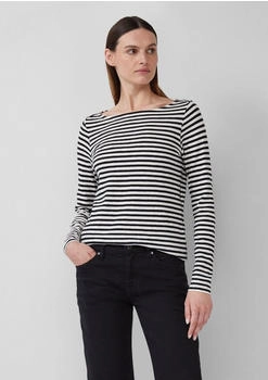 s.Oliver Lässiges Langarmshirt mit U-Boot-Ausschnitt schwarz|weiß 2171413.99G4.