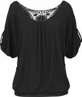 LASCANA Strandshirt mit H&auml;keleinsatz am R&uuml;cken, T-Shirt, weite Passform, luftig und