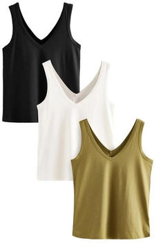 Next Fashion Legere Tops aus Modal 3er-Pack weiß schwarz grau meliert
