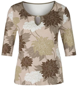 Marc Cain Florales Rippen-T-Shirt deep pearl