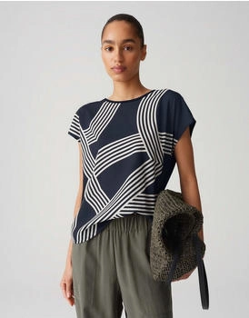 Opus Sabethi T-Shirt Materialmix dunkelblau creme