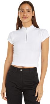 Calvin Klein Jeans T-Shirt halber Reißverschluss bright white