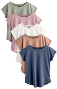 Next Fashion 5er-Pack T-Shirts Flügelärmel ecru taupe braun blau gelb