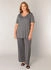 Base Level Curvy T-Shirt 'Alba' v-ausschnitt dunkelgrau