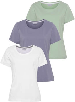 Eastwind T-Shirt 3er-Pack hellgr&uuml;n lavendel wei&szlig;