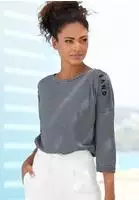 Elbsand 3/4-Arm-Shirt "Veera" mit Logoprint und &uuml;berschnittenen Schultern,...