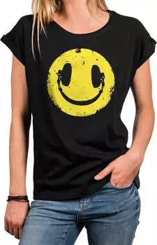 MAKAYA Tunika Musik Motiv Printshirt Oversize Grau