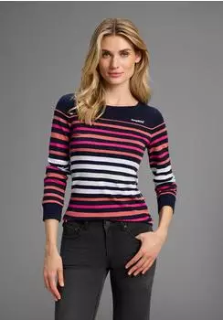 KangaROOS Langarmshirt körpernahe Passform bunt marine-pastell-gestreift