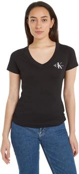 Calvin Klein Monologo V-Neck Tee Schwarz Weiß
