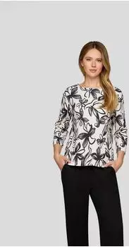 Rabe 4-Arm-Shirt All-Over Print beige elfenbein