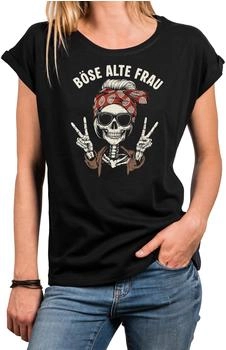 MAKAYA T-Shirt Skull Print schwarz blau dunkelgrau