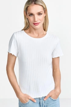 Rich & Royal Kurzarmshirt gewelltem Saum weiß pearl