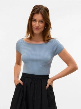 Vero Moda Stricktop 'VMPOPPY SS OFF SHOULDER TOP VMA NOOS' blau grau