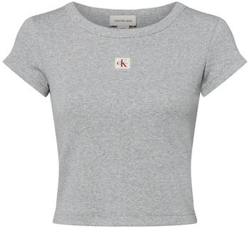 Calvin Klein T-Shirt Kurzarm Woven Label Rib Baby Tee grau heather
