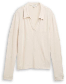 Tom Tailor Cosy Langarmshirt Polokragen sand stone beige melange